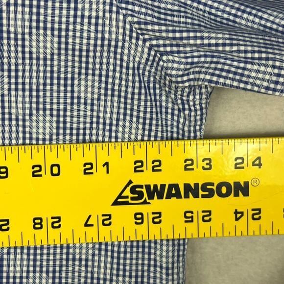 Bugatchi Uomo Shirt Men's L Blue Check Button Up Collared Long Sleeve Shaped Fit - Picture 9 of 9